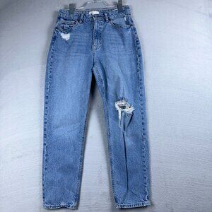 H&M Boyfriend Low Ripped Jeans Distressed Womens Light Denim Blue Size 8